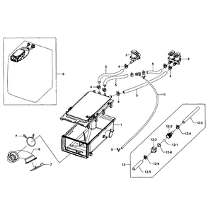 Drawer Housing Diagram and Parts List for WF361BVBEWR A1-01 Samsung Washer