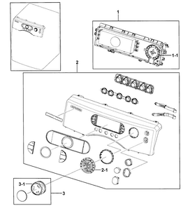 Control Panel Diagram and Parts List for DV328AGR XAA-0000 Samsung Dryer