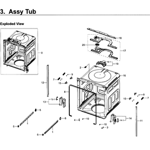 Tub Diagram and Parts List for DW80K5050UW AA-0000 Samsung Dishwasher