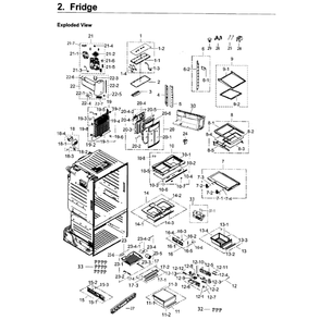 Fridge Diagram and Parts List for RF263BEAESR AA-04 Samsung Refrigerator