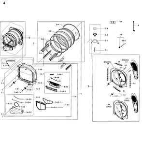 Drum Diagram and Parts List for DV50K8600GV A3-0001 Samsung Dryer