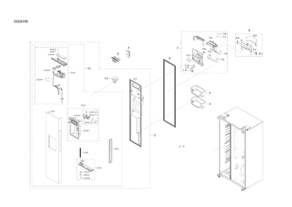 Part Location Diagram of DA97-19965C Samsung Auger Motor Case Assembly