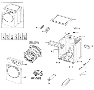 Main Assy Diagram and Parts List for DV328AEW XAA-0001 Samsung Dryer
