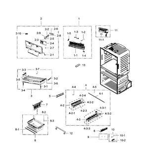 Freezer Diagram and Parts List for RF28HMEDBSR AA-0009 Samsung Refrigerator