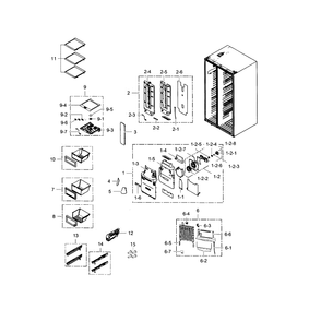 Refrigerator Diagram and Parts List for RS25H5121BC AA-0000 Samsung Refrigerator