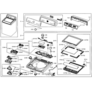 Top Cover Diagram and Parts List for WA5451ANW XAA-0003 Samsung Washer