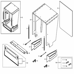 Assembly Case Diagram and Parts List for DW80K7050US (AA)(0003) Samsung Dishwasher