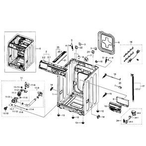 Frame 2 Diagram and Parts List for WF350ANW XAA-01 Samsung Washer