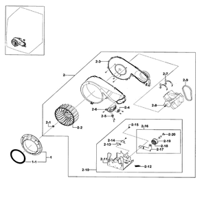 Motor Assembly Diagram and Parts List for DV219AEW XAA-01 Samsung Dryer