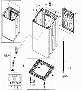 Cabinet Diagram and Parts List for WA5471ABP XAA-0000 Samsung Washer