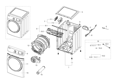 Main Assy Diagram and Parts List for DV511AGR XAA-0003 Samsung Dryer