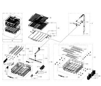 Baskets Diagram and Parts List for DW80H9950US AA-0001 Samsung Dishwasher