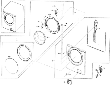 Door Diagram and Parts List for WF350ANW XAA-0000 Samsung Washer