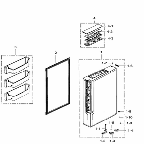 Freezer Door Right Diagram and Parts List for RF34H9960S4 AA-0004 Samsung Refrigerator