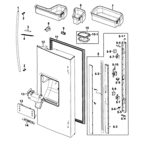 Refrigerator Door-L Diagram and Parts List for RF267AERS XAA-0001 Samsung Refrigerator