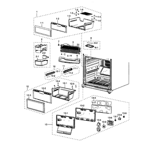 Freezer Diagram and Parts List for RB215ACPN XAA-01 Samsung Refrigerator