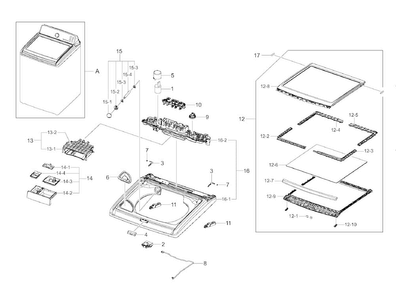 Top Cover Diagram and Parts List for WA422PRHDWR AA-0000 Samsung Washer