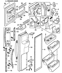 Left Door Diagram and Parts List for RS2578SH XAA-0000 Samsung Refrigerator