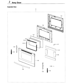 Door Diagram and Parts List for NE59J3420SS AA-0006 Samsung Range
