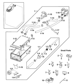 Drawer Housing Diagram and Parts List for 40249032012  Kenmore Washer
