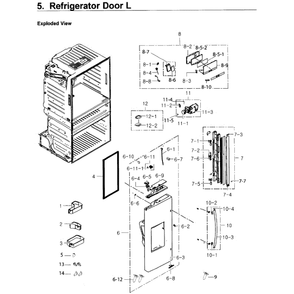 Fridge Door L Diagram and Parts List for RF25HMEDBSG AA-0000 Samsung Refrigerator