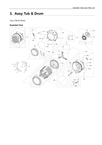 Tub And Drum Assembly Diagram and Parts List for WF45R6100AC US-51 Samsung Washer