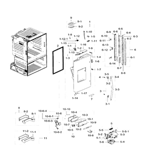 Left Door Diagram and Parts List for RF28HFEDBWW AA-06 Samsung Refrigerator