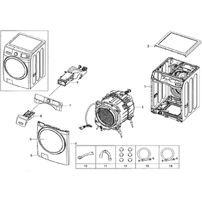 Main Diagram and Parts List for WF42H5000AW A2-01 Samsung Washer