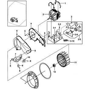 Motor Assembly Diagram and Parts List for DV2C6BEW XAA-00 Samsung Dryer