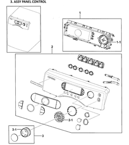 Control Panel Diagram and Parts List for DV328AEW XAA-0000 Samsung Dryer