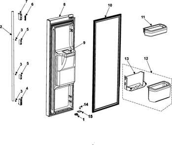 Freezer Door Diagram and Parts List for RM255BARB XAA Samsung Refrigerator
