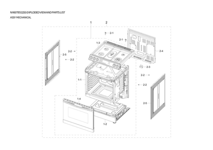 Mechanical Assembly Diagram and Parts List for NX60T8511SS AA-00 Samsung Range