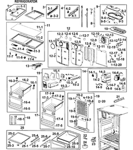 Refrigerator Diagram and Parts List for RFG295AARS XAA-0000 Samsung Refrigerator