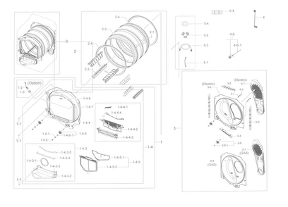 Part Location Diagram of DC66-00411M Samsung Dryer bulkhead