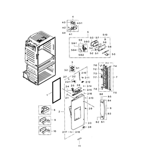 Left Door Diagram and Parts List for RF28HMEDBBC AA-06 Samsung Refrigerator