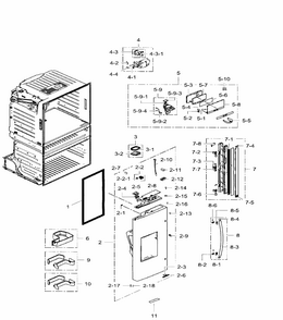 Left Door Diagram and Parts List for RF28HMEDBWW AA-0007 Samsung Refrigerator