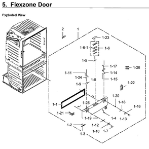 Flexzone Door Diagram and Parts List for RF28HMEDBWW AA-0011 Samsung Refrigerator