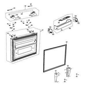 Freeze Door Diagram and Parts List for RF267ADRS XAA-0000 Samsung Refrigerator