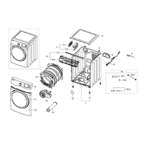 Main Assembly Diagram and Parts List for DV511AGR XAA-0003 Samsung Dryer