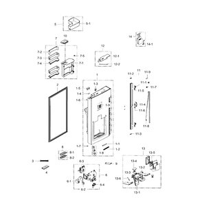 Fridge Door Left Diagram and Parts List for RF34H9950S4 (AA)(0000) Samsung Refrigerator