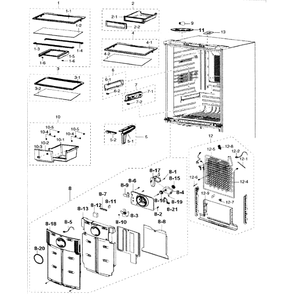 Refrigerator Diagram and Parts List for RF217ABRS XAA-0000 Samsung Refrigerator