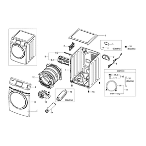 Main Assembly Diagram and Parts List for DV457EVGSGR AA-0000 Samsung Dryer