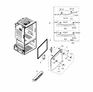Freezer Door Diagram and Parts List for RF323TEDBBC AA-0004 Samsung Refrigerator