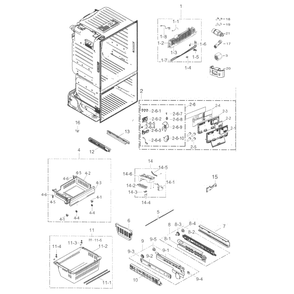 Freezer Diagram and Parts List for RF263BEAEBC AA-02 Samsung Refrigerator