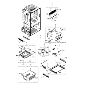 Freezer Diagram and Parts List for RF323TEDBBC AA-04 Samsung Refrigerator