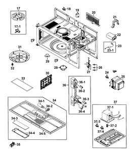 Cabinet 2 Diagram and Parts List for SMH9151ST XAA-0000 Samsung Microwave