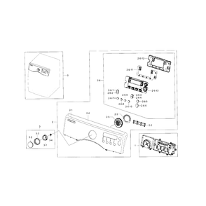 Control Panel Diagram and Parts List for DV331AGR XAA-01 Samsung Dryer