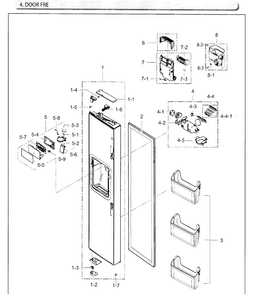 Door-freezer Diagram and Parts List for RH25H5611SG AA-0000 Samsung Refrigerator