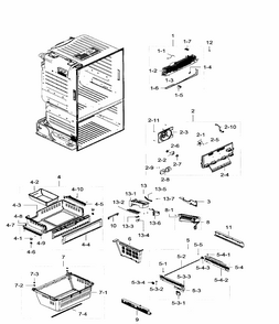 Freezer Diagram and Parts List for RF28HFEDTBC AA-0007 Samsung Refrigerator
