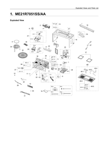 Main Assembly Diagram and Parts List for ME21R7051SS AA-00 Samsung Microwave